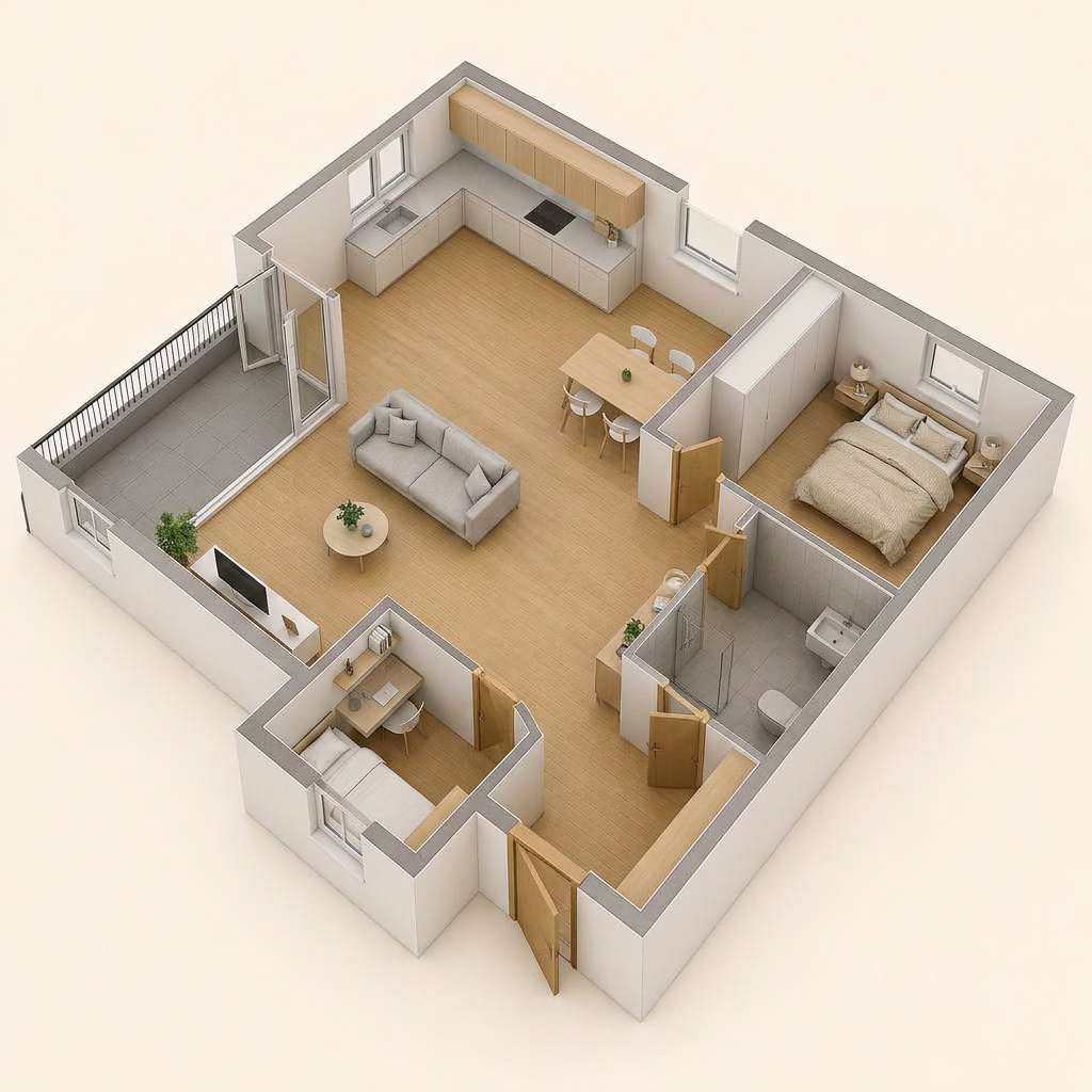 3D-Grundriss 2,5-Zi. Executive